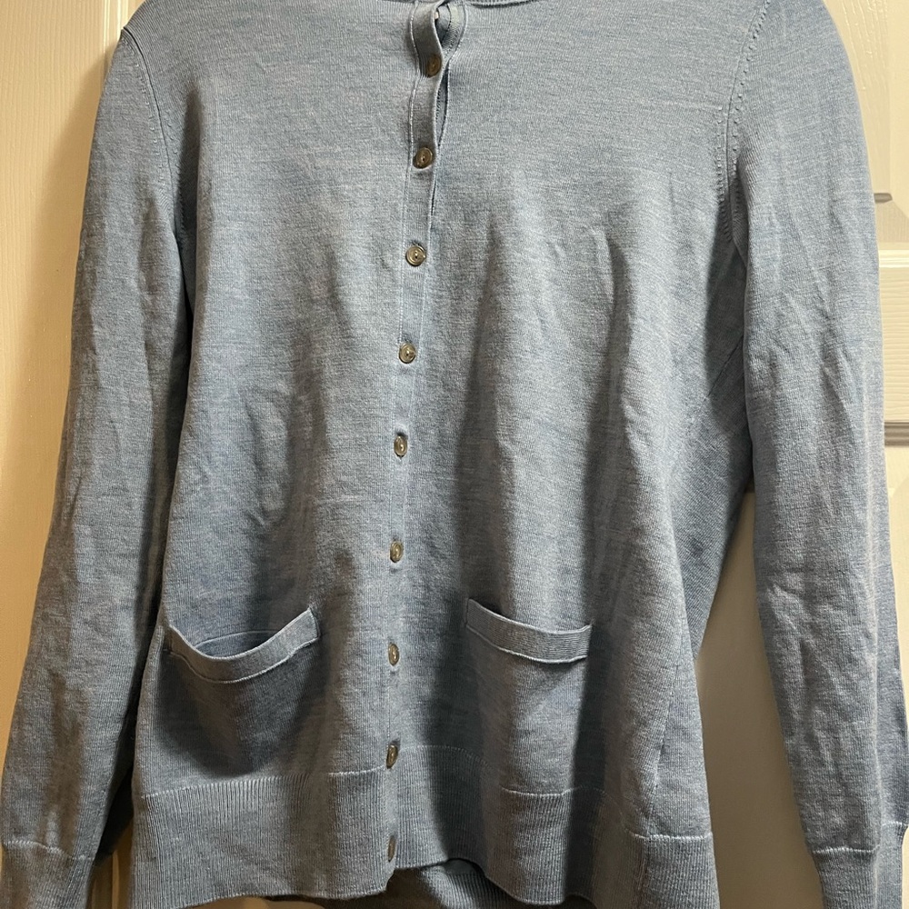 Banana Republic Gray Blue Cardigan Sweater with Knit Texture